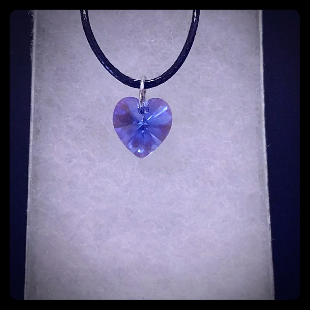 Superior Blue Crystal Heart Necklace